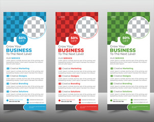 Modern corporate colorful roll up standee banner design template