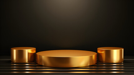3d minimal black and gold podium for product presentation