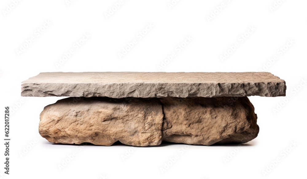 Poster stone platform isolated on white background with clipping path. high quality photo