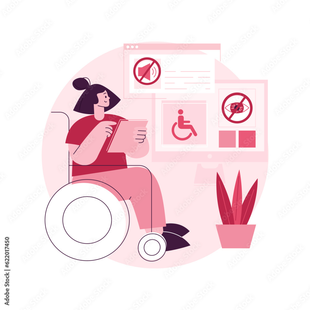 Aufkleber electronic accessibility abstract concept vector illustration. accessibility to websites, electronic