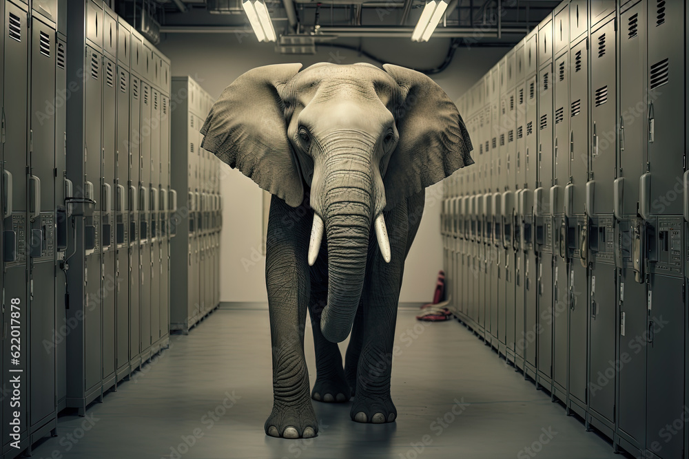 Leinwandbilder elephant in the server room. concept of the big data and digital fragility. generated ai.