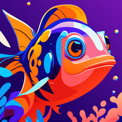 digital painting of fish - Generative AI art