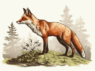 A red fox standing in a grassy field Generative Ai