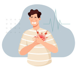 Person Experiencing the Heart Attack - Stock Illustration - obrazy, fototapety, plakaty