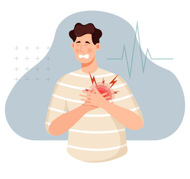 Person Experiencing the Heart Attack - Stock Illustration