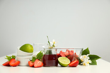 Concept of cooking tasty and sweet food - strawberry jam