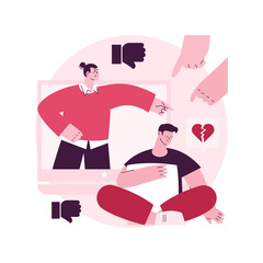 Internet criticism abstract concept vector illustration. Social media behavior, hate speech, comments and share, negative opinion, troll message, fake profile, anonymous abstract metaphor.