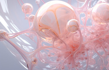 The structure soft liquid forms in light reflective beige color wallpaper, in the style of octane render.