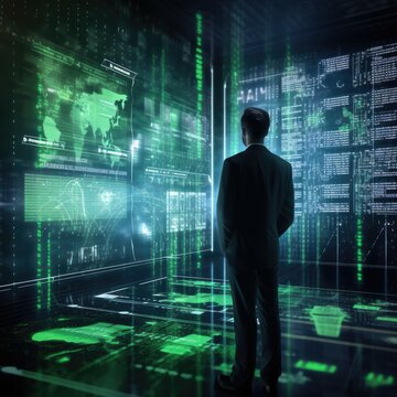 Mann vor Datenwand