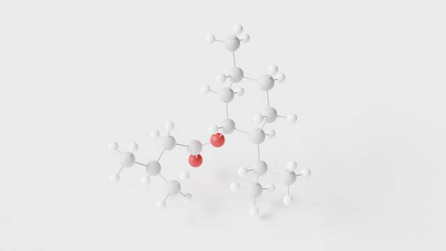 menthyl isovalerate molecule 3d, molecular structure, ball and stick model, structural chemical formula validolum
