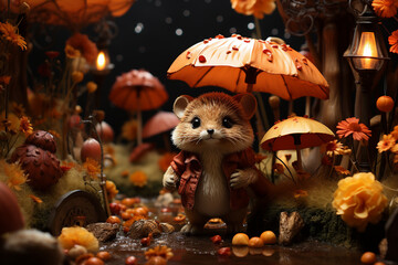 autumn animal background, fall