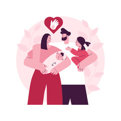 Parental responsibility abstract concept vector illustration. Rights responsibilities, social roles, cooking dinner, doing homework, child care, happy family, playing together abstract metaphor.