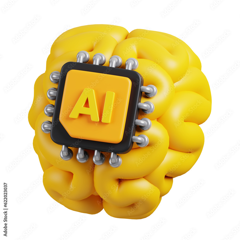 Aufkleber ai chip with brain icon isolated. ai support in business and artificial intelligence technology conc