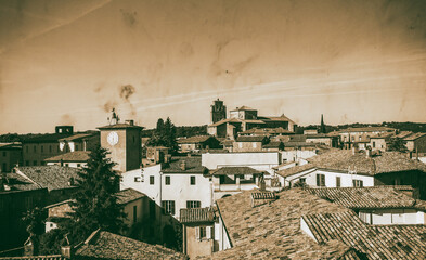 Panoramic aerial view of Orvieto medieval town from a flying drone - Italy