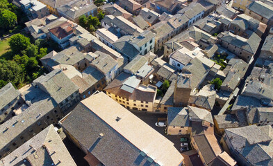 Orvieto, medieval town in central Italy. Amazing aerial view from drone. - obrazy, fototapety, plakaty