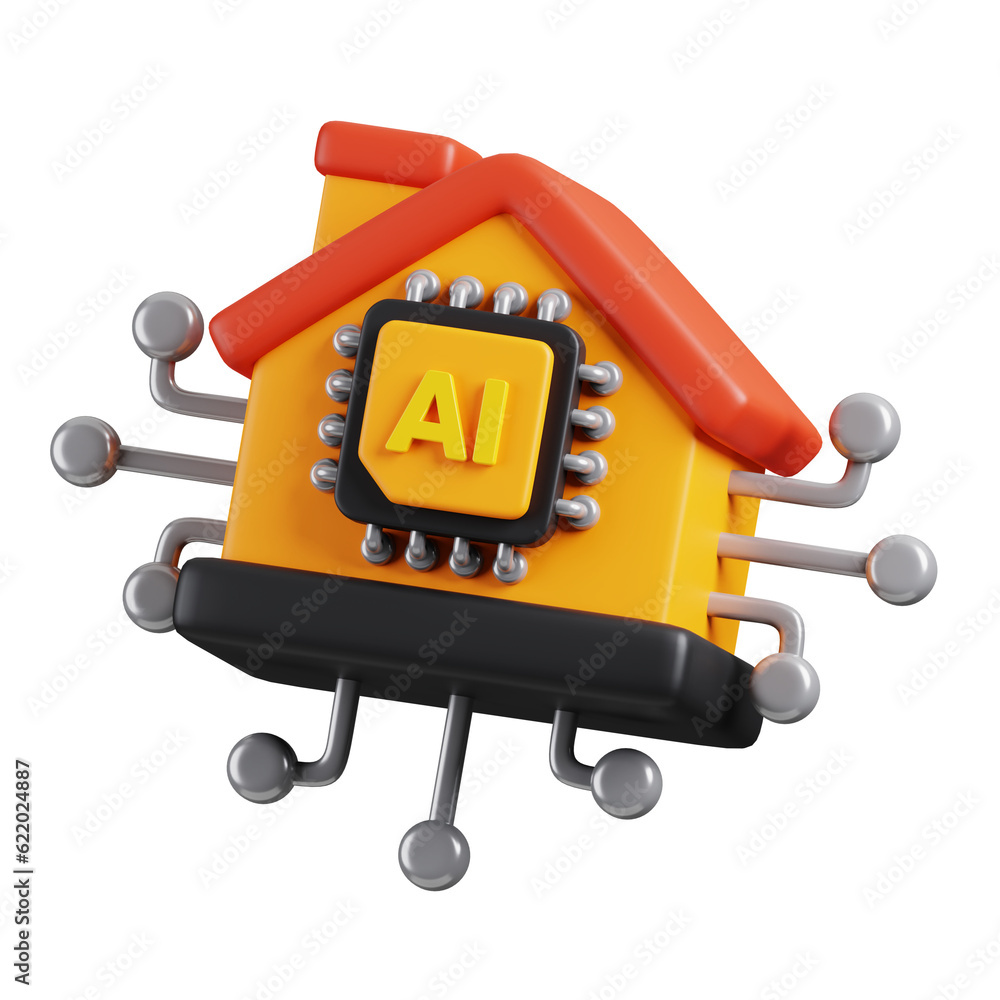 Aufkleber smart home symbol with ai chip icon isolated. ai support in business and artificial intelligence tec