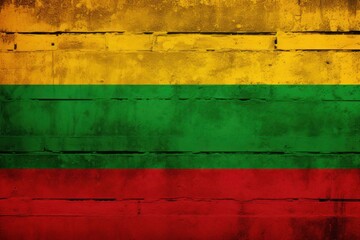 flag of lithuania painted on a wooden wall