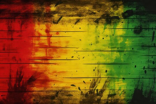 a rasta flag painted on a wooden background