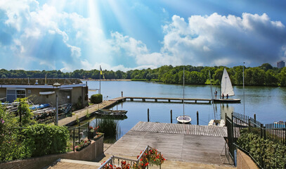 S-Hertogenbosch (Oosterplas den Bosch), Netherlands - July 8. 2023: Beautiful lake at city...