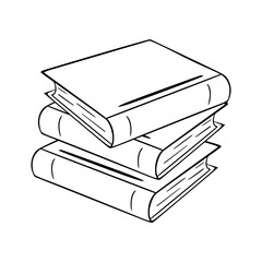 Hand drawn stack of books. Sketch of pile book for Bookstore and library isolated on white background. Outline books doodle style. Vector illustration