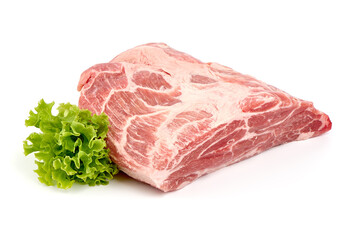 Pork shoulder meat, isolated on white background.