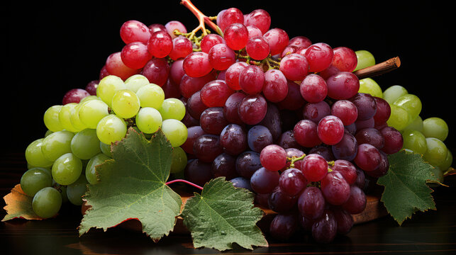 Realistic Grapes: Captivating Image of Freshly Picked Grapes - Generative AI