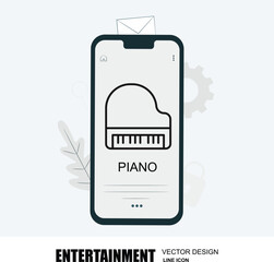 vector entertainment line icon and smart phone