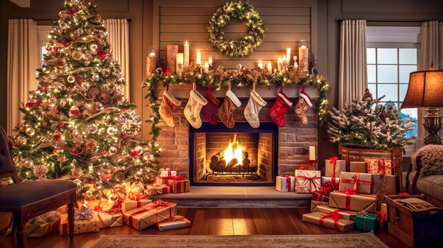 Christmas background fireplace discount