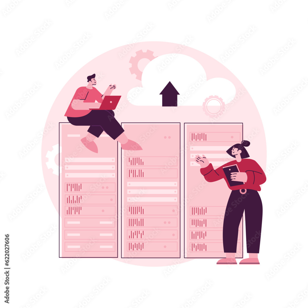 Poster data center abstract concept vector illustration. colocation data center, centralized computer syste