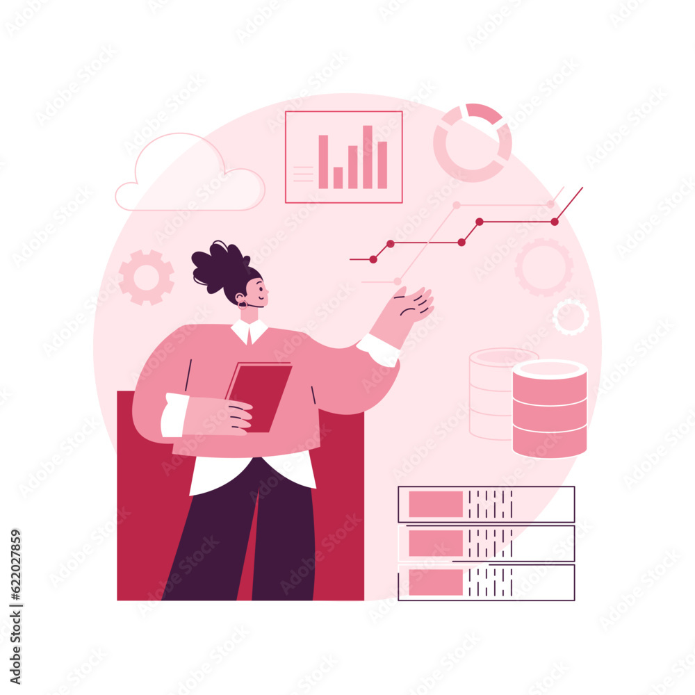 Poster data driven marketing abstract concept vector illustration. data-driven strategy, consumer behavior 