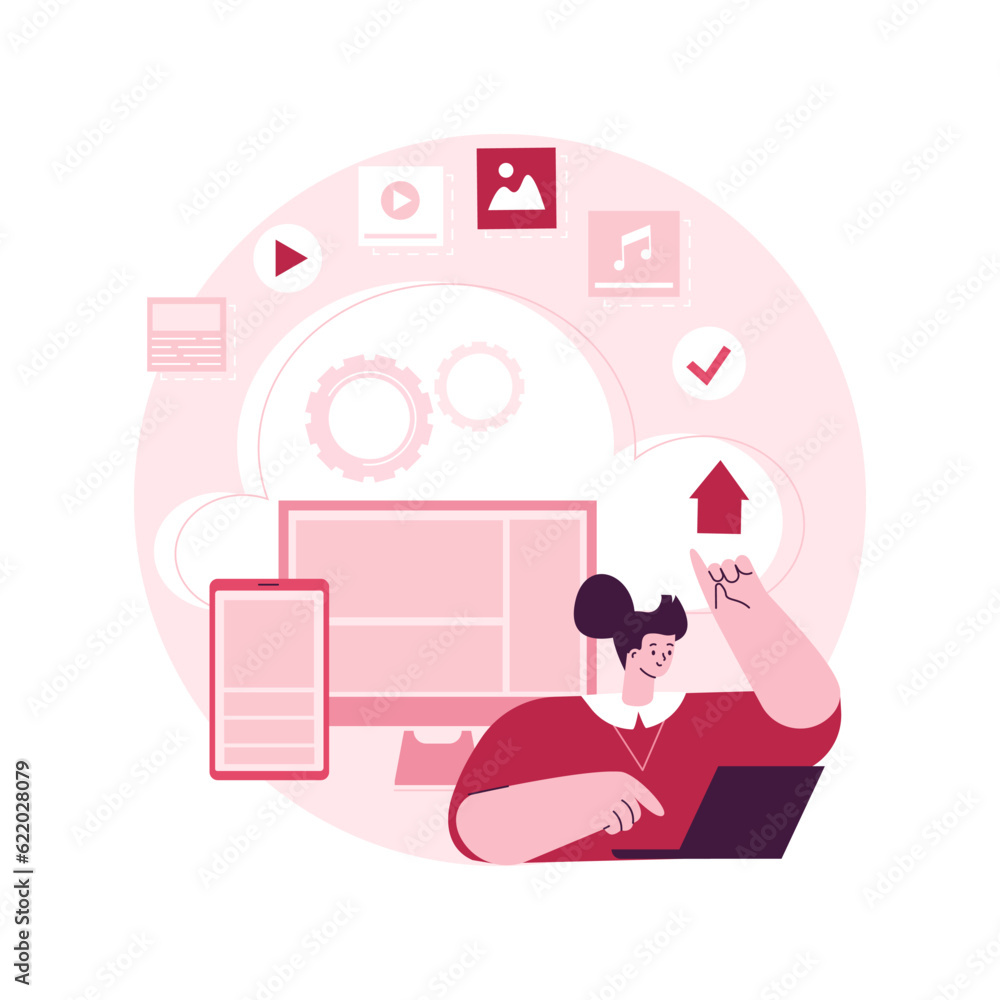Poster cloud based engine abstract concept vector illustration. infrastructure as a service, virtual machin