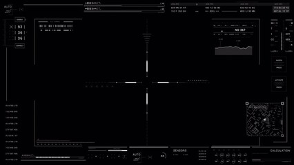 Alpha PNG. Viewfinder HUD target and data.UI technological display.Sci Fi HUD.PNG background for alpha luma channel - Powered by Adobe