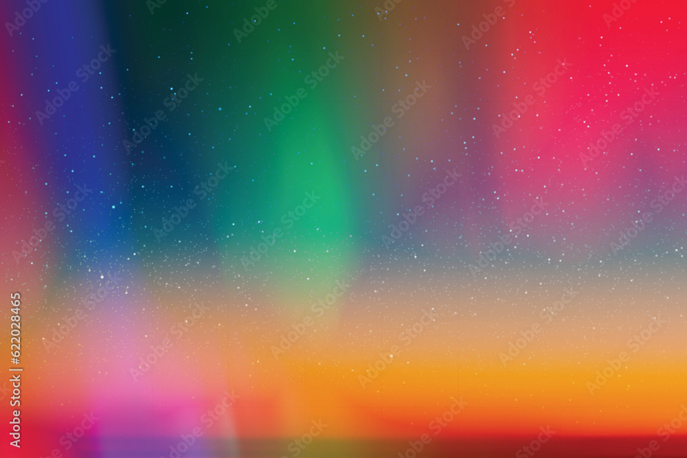 Sticker rainbow aurora borealis. night starry sky and colorful polar lights