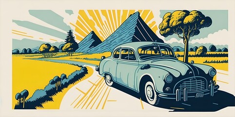 Beautiful car illustration. AI generated illustration