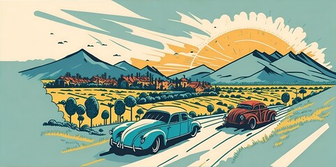 Beautiful car illustration. AI generated illustration