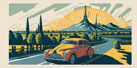 Beautiful car illustration. AI generated illustration