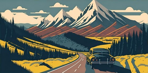 Beautiful car illustration. AI generated illustration