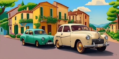 Beautiful car illustration. AI generated illustration