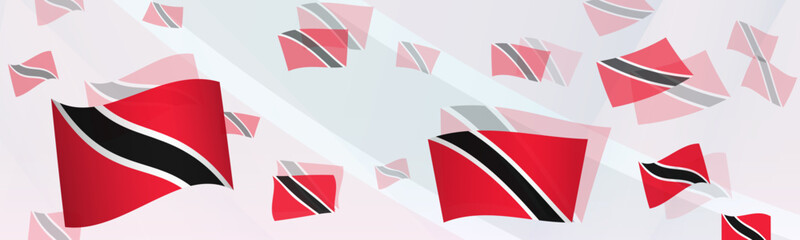 Fototapeta na wymiar Trinidad and Tobago flag-themed abstract design on a banner. Abstract background design with National flags.