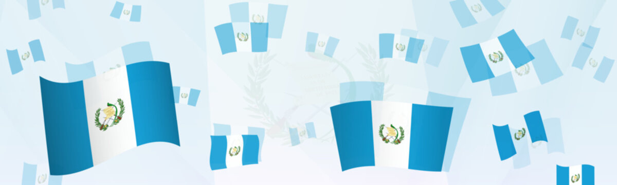 Guatemala flag-themed abstract design on a banner. Abstract background design with National flags.