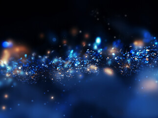 The blue light stars streak over a dark background, in the style of bokeh panorama, confetti - like dots, monochromatic depth, glitter and diamond dust, organic and flowing forms, i can't believe how  - Powered by Adobe