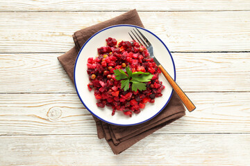 Concept of tasty food, cold dish - Vinaigrette salad