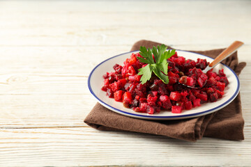 Concept of tasty food, cold dish - Vinaigrette salad