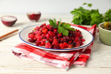 Concept of tasty food, cold dish - Vinaigrette salad