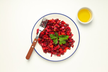 Concept of tasty food, cold dish - Vinaigrette salad