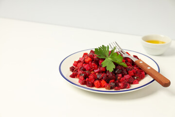 Concept of tasty food, cold dish - Vinaigrette salad