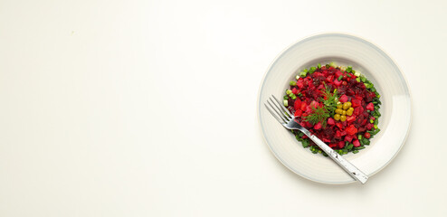 Concept of tasty food, cold dish - Vinaigrette salad