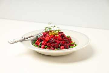 Concept of tasty food, cold dish - Vinaigrette salad