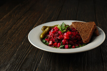 Concept of tasty food, cold dish - Vinaigrette salad