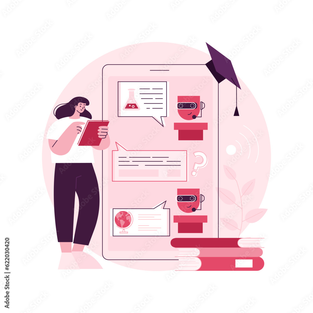 Poster chatbot self learning abstract concept vector illustration. chatbot ability, virtual assistants, ai 
